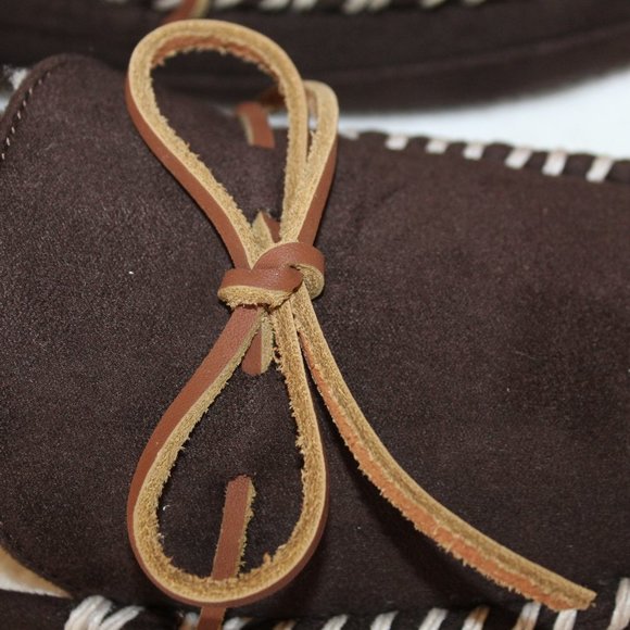 POLO RALPH LAUREN MEN'S MICROSUEDE SLIPPERS BROWN - Picture 5 of 7